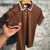 Premium Knitted Polo t-shirt - Coffee