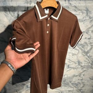 Premium Knitted Polo t-shirt - Coffee